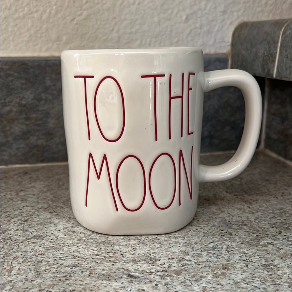 White Ceramic Mug with Red Text